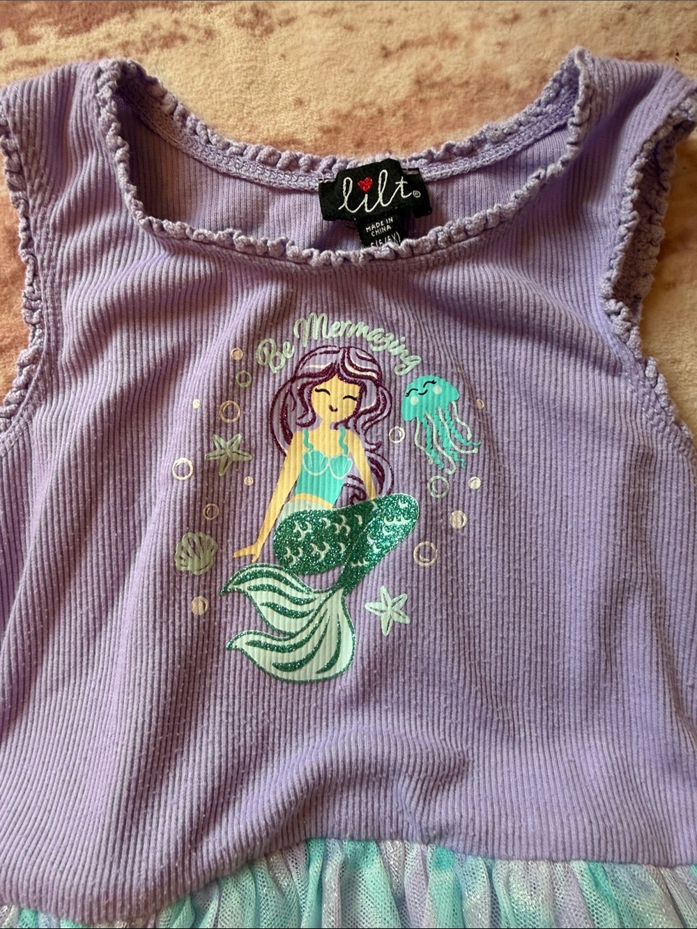 lilt Lavender Ribbed Tank with Ruffle Trim - Picture 3 of 5